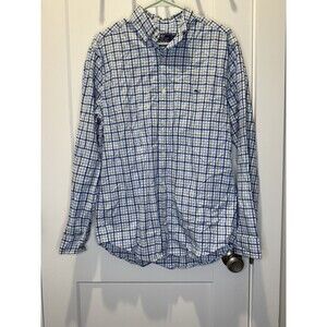 Vineyard Vines Classic Fit Tucker Shirt  Men Medium Blue/Gray Plaid Long Sleeve